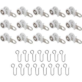 15 Sets Curtain Track Rollers Curtain Pinch Clips Hooks Curtain Rail Ceiling Pulley Gliders with Stainless Steel Hook for Flexible Bendable Ceiling Wall Mount Curtain Track (Size 1)
