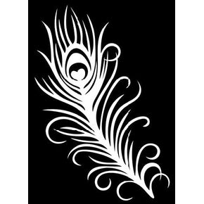 Peacock Feather Vinyl Decal | White | Made in USA by Foxtail Decals | for Car Windows, Tablets, Laptops, Water Bottles, etc. | 3.1 x 4.5 inch