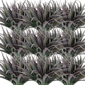 Artificial Fake Grass, 24 PCS Outdoor Faux Plastic Plants Greenery UV Resistant for Outside Home Window Box Garden Office Patio Hanging Planter Front Porch Décor (Dark Green +Red)