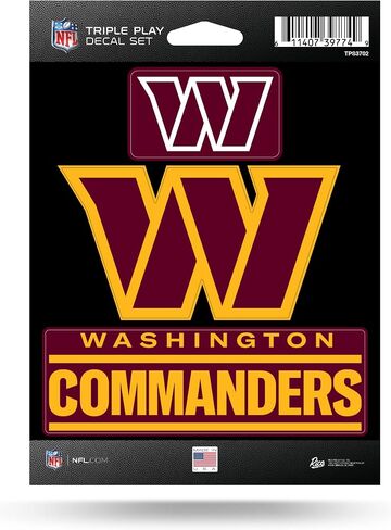 Rico Industries NFL Washington Commanders Triple Play Decal Set 5" x 7" (3 Decals) in Saudi Arabia