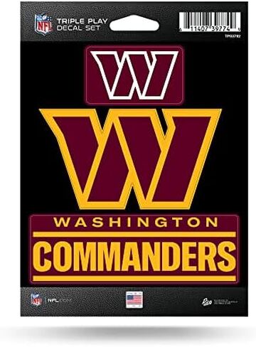 Rico Industries NFL Washington Commanders Triple Play Decal Set 5" x 7" (3 Decals) in Saudi Arabia
