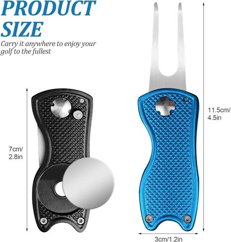 2 حزمة معدنية قابلة للطي أداة جولف ديفت مع المغناطيسي محاذاة الكرة ماركر المنبثقة زر المحمولة أداة إصلاح الغولف in Kuwait