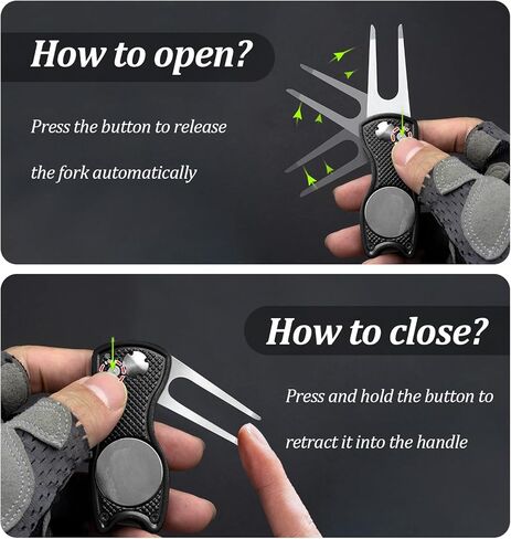 2 حزمة معدنية قابلة للطي أداة جولف ديفت مع المغناطيسي محاذاة الكرة ماركر المنبثقة زر المحمولة أداة إصلاح الغولف in Kuwait