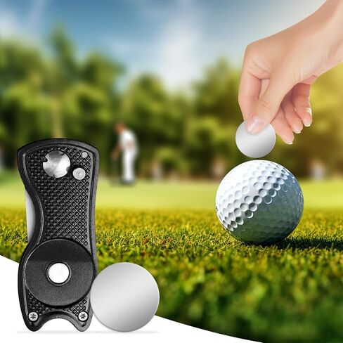 2 حزمة معدنية قابلة للطي أداة جولف ديفت مع المغناطيسي محاذاة الكرة ماركر المنبثقة زر المحمولة أداة إصلاح الغولف in Kuwait