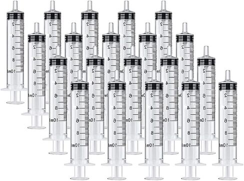 20 قطعة 10 مل حقنة بلاستيكية مع قياس للاستخدام الصناعي فقط مناسبة للقياس ونقل الري وإعادة التعبئة in Kuwait