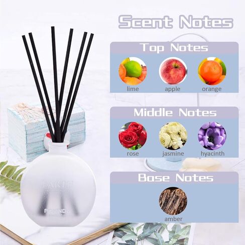 Fragrances Reed Diffusers Set, Orange Rose Jasmine Aromatherapy Diffuser Set and 7 Rattan Sticks Set,Oil Diffuser & Reed Diffuser Sticks, Home Decor & Office Decor, Fragrance and Gifts in Kuwait