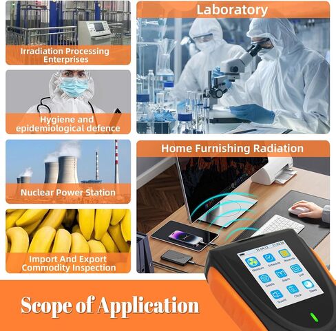 كاشف الإشعاع النووي Geiger Counter، AKSTEST عداد Geiger المحمول، أجهزة قياس الجرعات الإشعاعية للأشعة السينية Beta Gamma المحمولة تحتوي على إنذارات مسموعة ومرئية، كاشف إشعاع قابل لإعادة الشحن مع شاشة LCD in Kuwait