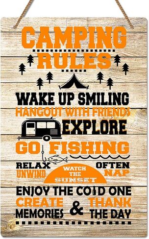 علامات التخييم flyab، 8 "× 12" علامة قواعد التخييم، علامة ديكور العربة ريفي للتخييم rv السفر المقطورات الجدار نافذة الملحقات مضحك علامة التخييم لصيف عيد الميلاد in Kuwait