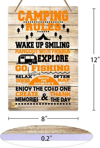 علامات التخييم flyab، 8 "× 12" علامة قواعد التخييم، علامة ديكور العربة ريفي للتخييم rv السفر المقطورات الجدار نافذة الملحقات مضحك علامة التخييم لصيف عيد الميلاد in Kuwait