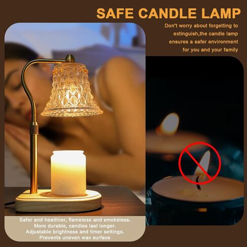 Candle Warmer Lamp with Timer, Candle Warmer Light with 2 Bulbs, 2/4/8H Timer Adjustable Height Candle Warming Lamp, Dimmable Candle Melting Lamp for All Scented Jar Candle Sizes, Amber (Amber) in Saudi Arabia
