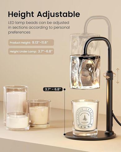 Candle Warmer Lamp, Electric Candle Light Warmer with Timer & Dimmer, Birthday Gifts for Women, Adjustable Height Wax Heat Melter for Jar Candles, House Home Bedroom Decor, with 2 Bulbs in Saudi Arabia