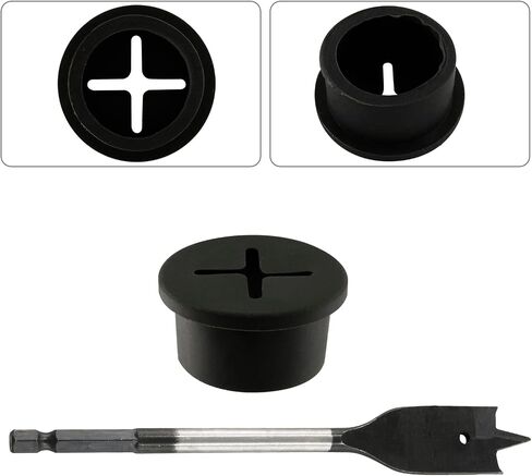 12Pcs Rubber Wire Cord Grommets with Spade Drill Bit, 3/4 Inch Cable Hole Cover Black Desk Cord Grommet for Office Furniture Wall Organizer in Saudi Arabia