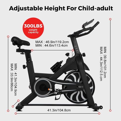 دراجة تمرين بانانا ثابتة للاستخدام في صالة الألعاب الرياضية المنزلية مع دولاب الموازنة الصامت، شاشة LCD، مستشعر معدل ضربات القلب، حاملات زجاجات الهاتف اللوحي، ارتفاع قابل للتعديل لتدريبات القلب in Kuwait