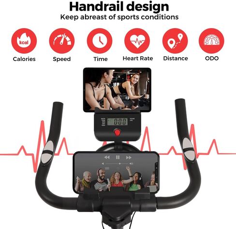 دراجة تمرين بانانا ثابتة للاستخدام في صالة الألعاب الرياضية المنزلية مع دولاب الموازنة الصامت، شاشة LCD، مستشعر معدل ضربات القلب، حاملات زجاجات الهاتف اللوحي، ارتفاع قابل للتعديل لتدريبات القلب in Kuwait
