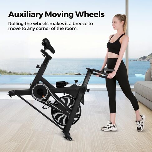 دراجة تمرين بانانا ثابتة للاستخدام في صالة الألعاب الرياضية المنزلية مع دولاب الموازنة الصامت، شاشة LCD، مستشعر معدل ضربات القلب، حاملات زجاجات الهاتف اللوحي، ارتفاع قابل للتعديل لتدريبات القلب in Kuwait