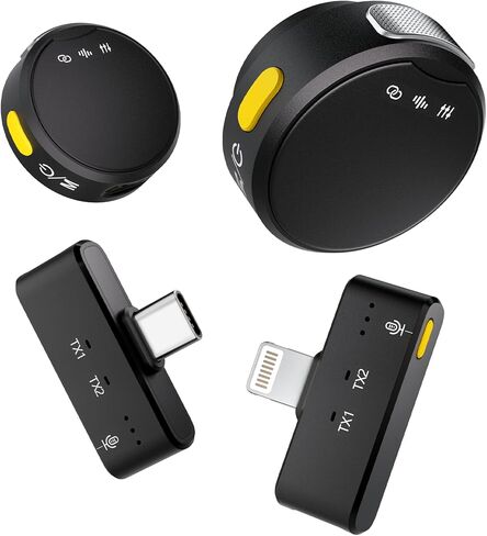 ميكروفون Lavalier لاسلكي لأجهزة iPhone/Android، ميكروفون صغير مع خاصية إلغاء الضوضاء، عمر بطارية يصل إلى 18 ساعة، ميكروفون بلوتوث ذو طية صدر السترة، ميكروفون USB C لاسلكي ذو طية صدر السترة لتسجيل الفيديو in Saudi Arabia