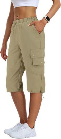 Baggy Women's Hiking Cargo Capris Pants with 6 Pockets, Lightweight Quick Dry Casual Outdoor Travel Capri Pants in Saudi Arabia