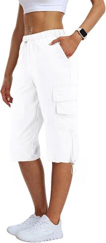 Baggy Women's Hiking Cargo Capris Pants with 6 Pockets, Lightweight Quick Dry Casual Outdoor Travel Capri Pants in Saudi Arabia