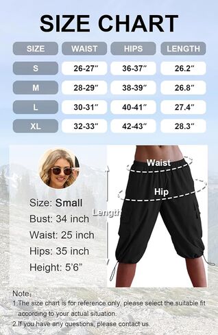 Baggy Women's Hiking Cargo Capris Pants with 6 Pockets, Lightweight Quick Dry Casual Outdoor Travel Capri Pants in Saudi Arabia