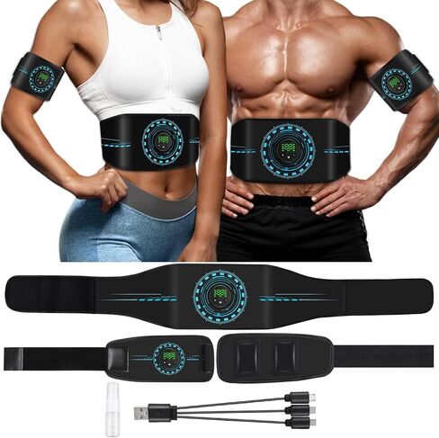 Abs Stimulator, Abdomen Exerciser, Abs Machine for Abdomen/Arm/Leg, ABS Workout Equipment for Muscle Growth with 8 EMS Modes, 25 Levels of Intensity Black, 3 Pack Model in Saudi Arabia