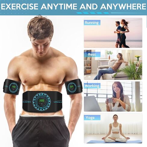 Abs Stimulator, Abdomen Exerciser, Abs Machine for Abdomen/Arm/Leg, ABS Workout Equipment for Muscle Growth with 8 EMS Modes, 25 Levels of Intensity Black, 3 Pack Model in Saudi Arabia
