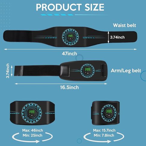 Abs Stimulator, Abdomen Exerciser, Abs Machine for Abdomen/Arm/Leg, ABS Workout Equipment for Muscle Growth with 8 EMS Modes, 25 Levels of Intensity Black, 3 Pack Model in Saudi Arabia