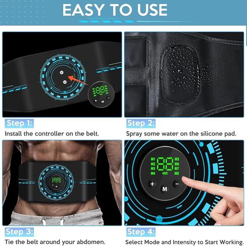 Abs Stimulator, Abdomen Exerciser, Abs Machine for Abdomen/Arm/Leg, ABS Workout Equipment for Muscle Growth with 8 EMS Modes, 25 Levels of Intensity Black, 3 Pack Model in Saudi Arabia