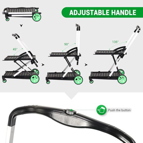 200lbs 30x18'' Foldable Shopping Cart, Multi Use Functional Collapsible Carts with 2 Storage Crates, Mobile Folding Trolley for Groceries, Luggage, Travel, House in Saudi Arabia