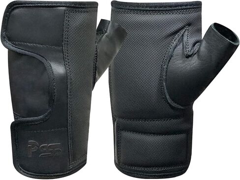 قفازات الكرسي المتحرك من جلد البقر بدون أصابع مفتوحة بالكامل وسهلة التعديل ومبطنة براحة اليد لملحقات الكراسي المتحركة اليدوية والأنشطة الخارجية (كبير) in Kuwait