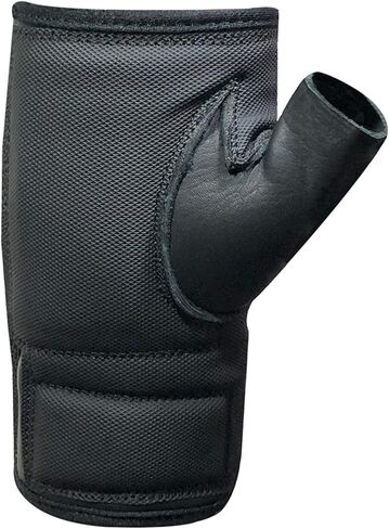 قفازات الكرسي المتحرك من جلد البقر بدون أصابع مفتوحة بالكامل وسهلة التعديل ومبطنة براحة اليد لملحقات الكراسي المتحركة اليدوية والأنشطة الخارجية (كبير) in Kuwait