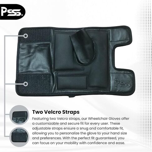 قفازات الكرسي المتحرك من جلد البقر بدون أصابع مفتوحة بالكامل وسهلة التعديل ومبطنة براحة اليد لملحقات الكراسي المتحركة اليدوية والأنشطة الخارجية (كبير) in Kuwait