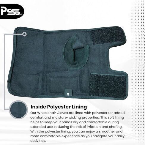 قفازات الكرسي المتحرك من جلد البقر بدون أصابع مفتوحة بالكامل وسهلة التعديل ومبطنة براحة اليد لملحقات الكراسي المتحركة اليدوية والأنشطة الخارجية (كبير) in Kuwait