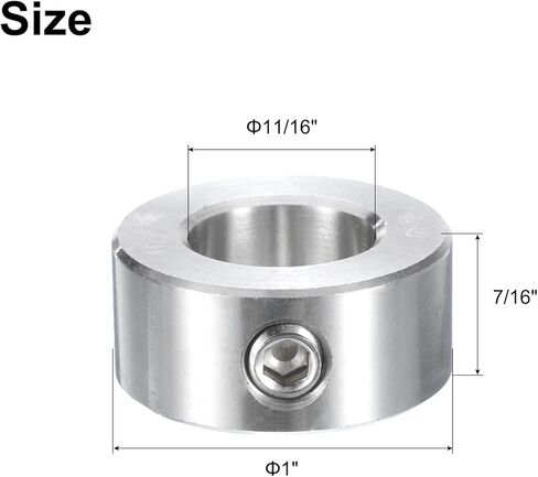 مجموعة 4 قطع من uxcell طوق عمود لولبي 11/16 بوصة، 304 أطواق عمود من الفولاذ المقاوم للصدأ، 1 بوصة OD، سمك 7/16 بوصة، مشبك طوق المحور مع مفتاح ربط سداسي in Kuwait