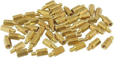 YXQ 100 قطعة M3x5mm ذكر إلى M3 أنثى فاصل نحاسي برغي سداسي، الطول الإجمالي 10 مم in Kuwait
