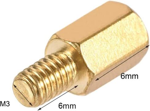 YXQ 100 قطعة M3x5mm ذكر إلى M3 أنثى فاصل نحاسي برغي سداسي، الطول الإجمالي 10 مم in Kuwait