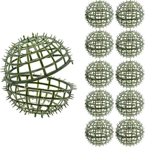 10Pcs 5.9'' Artificial Plant Topiary Ball Support Cage Plastic Plant Trelli Faux Green Ball Rack Frame Flower Shelf Holder for Home Garden in Saudi Arabia