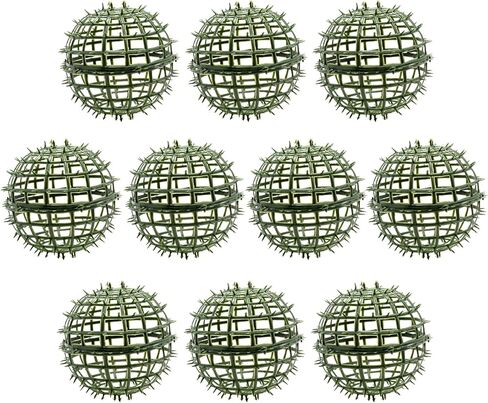 10Pcs 5.9'' Artificial Plant Topiary Ball Support Cage Plastic Plant Trelli Faux Green Ball Rack Frame Flower Shelf Holder for Home Garden in Saudi Arabia