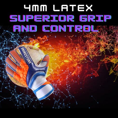 قفازات حارس مرمى كرة القدم الاحترافية مع حافظة أصابع احترافية ونخيل لاتكس فاخر مقاس 4 مم، قبضة وحماية فائقة، قفازات حارس المرمى للشباب والكبار in Kuwait