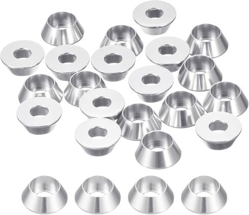 غسالات uxcell M4 Cone Cup غاطسة، 30 قطعة من حشيات الألومنيوم المؤكسدة، حشية غسالة رأس الكوب، حشية برغي الكوب لأجزاء الملحقات الميكانيكية، فضي in Saudi Arabia