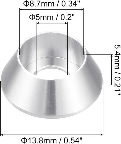 غسالات uxcell M4 Cone Cup غاطسة، 30 قطعة من حشيات الألومنيوم المؤكسدة، حشية غسالة رأس الكوب، حشية برغي الكوب لأجزاء الملحقات الميكانيكية، فضي in Saudi Arabia