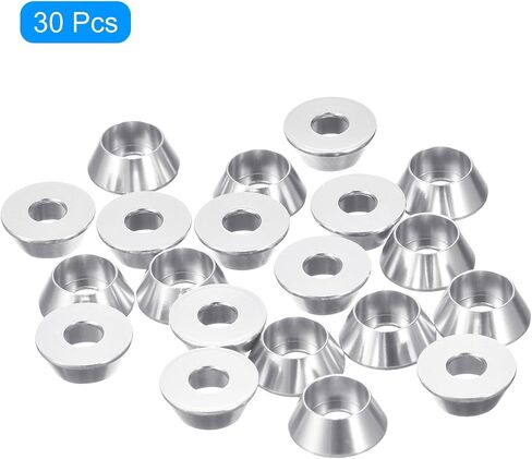 غسالات uxcell M4 Cone Cup غاطسة، 30 قطعة من حشيات الألومنيوم المؤكسدة، حشية غسالة رأس الكوب، حشية برغي الكوب لأجزاء الملحقات الميكانيكية، فضي in Saudi Arabia