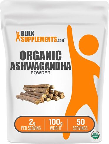 BulkSupplements.com مسحوق اشواغاندا عضوي - مكملات اشواغاندا عضوية، مصدرها جذر اشواغاندا - خالي من الغلوتين، 2 جرام لكل وجبة، 1 كجم (2.2 رطل) (عبوة من قطعة واحدة) in Saudi Arabia
