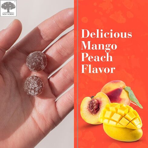 NEW NORDIC Ashwagandha Gummies | 300 mg Ashwagandha Root Extract | Sugar Free | Adaptogens for Men and Women | Delicious Mango Peach | 60 Gummies in Saudi Arabia