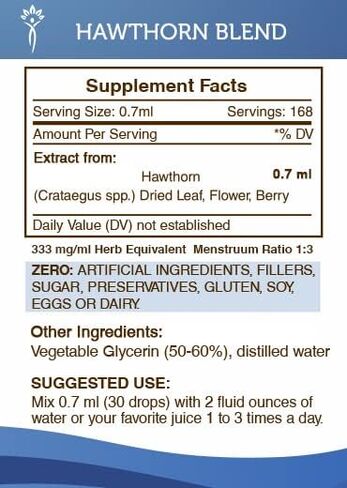 Secrets of the Tribe Hawthorn Blend Tincture Alcohol-Free Extract, Hawthorn (Crataegus spp.) Dried Leaf, Flower, Berry 4 oz in Saudi Arabia