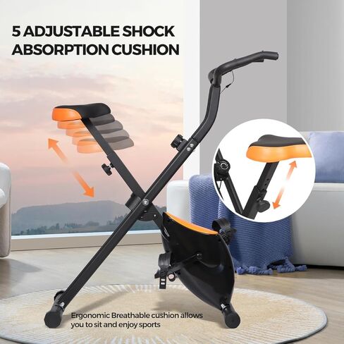 Panana Exercise Bike Folding Exercise Bike Foldable X-Bike with Adjustable Resistance Fitness Stationary Bike Magnetic for Cardio Workout & Strength Training for Home Gym Workout in Kuwait