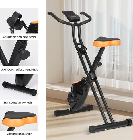 Panana Exercise Bike Folding Exercise Bike Foldable X-Bike with Adjustable Resistance Fitness Stationary Bike Magnetic for Cardio Workout & Strength Training for Home Gym Workout in Kuwait