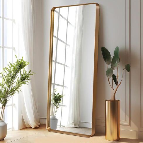 NicBex Arched 71x32 Inch Full Length Mirror, Full Body Mirror Dressing Mirror, Alloy Frame Wall Mounted Mirror Floor Mirror for Bedroom, Bathroom, Living Room, Hallway, Round Corners, Matte Black in Saudi Arabia