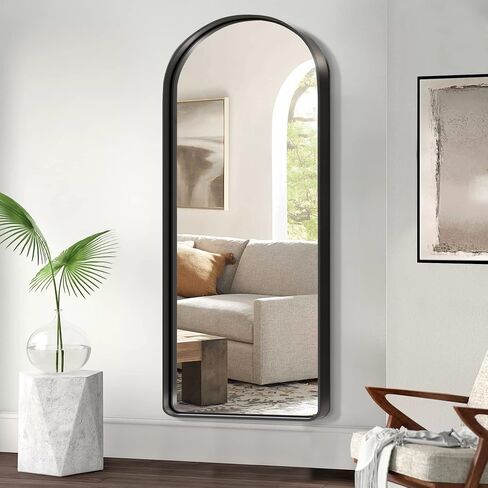 NicBex Arched 71x32 Inch Full Length Mirror, Full Body Mirror Dressing Mirror, Alloy Frame Wall Mounted Mirror Floor Mirror for Bedroom, Bathroom, Living Room, Hallway, Round Corners, Matte Black in Saudi Arabia