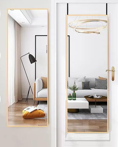 48"x 14" Door Mirror, Full Length Mirror Wall Mounted, Over The Door Mirror, Full Body Mirror, Hanging Mirror Rectangle - Black in Saudi Arabia