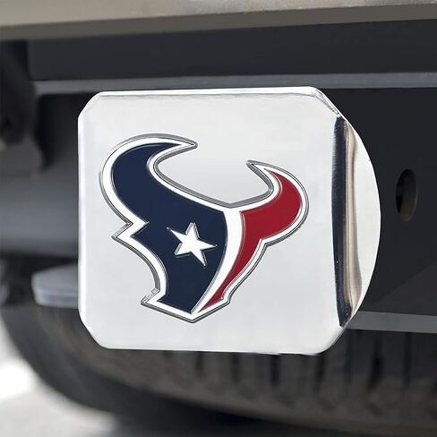 غطاء وصلة ربط معدني من الكروم من Houston Texans NFL مع شعار الفريق الملون ثلاثي الأبعاد من FANMATS - تصميم فريد من نوعه لشعار الفريق - سهل التركيب على الشاحنة، وسيارات الدفع الرباعي، والسيارة - هدية مثالية لمحبي كرة القدم الصلبة in Saudi Arabia